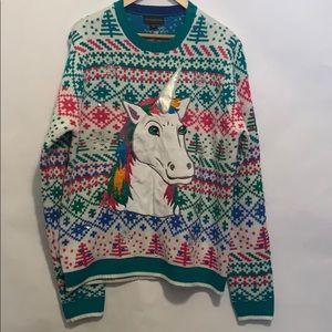 Unicorn Christmas Glitzy Snowflake Sweater